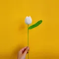 Flor artificial de tulipán blanco de ganchillo hecha a mano ramo regalo para novia - Blanco