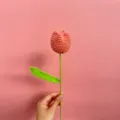 Handmade crochet pink tulip knitted flower single stem gift for girlfriend decoration 1pc - Sweet Pink