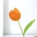 Handmade crochet orange tulip single flower yarn knit gift for girlfriend home decor - Orange