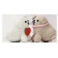 Handgemaakte gehaakte schattige koppel hond pop met rood hart en roze kraag zacht garen - Puppy Materiaal Set