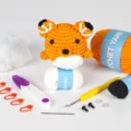 DIY crochet kit for cute fox doll with yarn, hook, stuffing, and complete accessories. - Fox Doll Kit (English Video Tutorial)