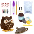 Kit uncinetto principianti gufo e topo fai da te filato gomitolo accessori set - Kit per Uncinetto Gufo e Topo (Video Tutorial in Inglese)