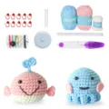 Kit per uncinetto fai da te con gomitoli di filato colorati e simpatici peluche di animali. - Set Balena e Polpo