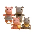 Handmade crochet hippopotamus family doll set cute DIY knitting kit for children gift - Hippo Family Material Package