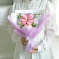 Handcrafted crochet lily flower bouquet finished handmade gift for teachers and friends - Purple Series