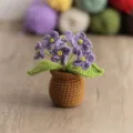 Handcrafted crochet mini potted plant cute wool flower home car desktop ornament gift - 6-Head Forget-Me-Not Purple