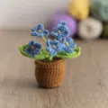 Handmade crochet forget-me-not flower mini potted plant, wool knitted car ornament home decor. - 6-Head Forget-Me-Not Blue