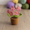 Handmade Crochet Flower Potted Plant Mini Knitted Floral Car Ornament Home Decor Desktop Cute - Pink Forget-me-not