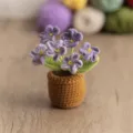 Handmade crochet forget-me-not mini potted plant wool flower cute car desktop ornament - 6-Head Forget-Me-Not Gradient Purple