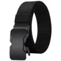 Durable men tactical nylon belt with matte black metal automatic buckle for outdoor daily use. - 120cm / Black