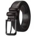 Men stylish leather belt with metal pin buckle, dark brown casual business trouser belt. - Coffee ZK35-05 / 120cm
