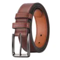 Men's brown genuine leather belt with stylish metal pin buckle for casual and business wear. - Brown ZK35-01