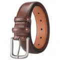 Men's retro brown leather belt with metal pin buckle casual daily waist strap for men - Brown / 110cm