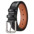 Men's stylish black leather pin buckle belt classic vintage casual waist belt for men - Black / 110cm