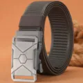 Men tactical nylon belt casual outdoor braided durable automatic buckle belt dark grey style - 120cm / Gray