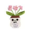 Crochet skull potted plant emotional support knitted flower cute desktop room decor gift - Pink Forget-me-not