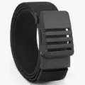 Men's black elastic tactical belt with durable automatic buckle for casual use daily - Black