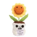 Handmade crochet sunflower skull potted plant with positive card, cute desktop decor toy. - Smiling Face Sunflower