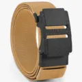 Khaki tactical stretch woven belt with black automatic buckle for men daily outdoor wear - Khaki