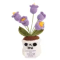 Crocheted Skull Flower Pot Potted Plant Emotional Support Purple Tulip Home Decor Gift - 5-Head Lily of the Valley Purple