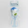 Handmade crochet blue rose flower bouquet gift with pearl necklace and gift packaging SKU. - Rose Gradient Blue