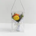 Handcrafted crochet sunflower bouquet in clear gift box, perfect gift for teachers and lovers. - Colorful Sunflower / Blue Pink
