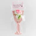 Handmade crochet wool rose flower bouquet gift with cute pink packaging and pearls. - Rose Gradient Pink
