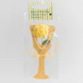 Handmade crochet yellow flower bouquet with pearl necklace and gift packaging card for decor - Rose Yellow