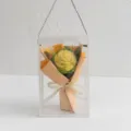 Handmade crochet yellow flower bouquet in clear gift box with ribbon for gifts. - New Rose / Yellow