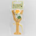 Handmade crochet knitted rose flower bouquet gift with pearl chain and bow decoration for home decor. - Gradient Yellow Rose