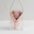 Handmade crochet pink rose flower bouquet in transparent gift box, wonderful romantic present. - New Rose / Light Pink