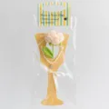 Handmade crochet wool rose flower bouquet with delicate gift packaging and pearl necklace decor. - Rose Nude