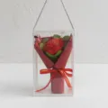 Handmade crochet red rose bouquet in clear gift box, perfect romantic gift for Valentine's Day. - New Rose / Red