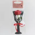Handmade Crochet Red Rose Flower Bouquet Finished Product Gift with Packaging Tag - Bright Red Rose