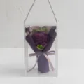 Handmade crochet purple rose flower bouquet in clear gift box for Valentine Day gift - New Rose / Deep purple