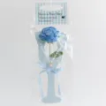 Handmade crochet blue rose flower bouquet with pearl necklace gift for women and girls. - Dark Blue Rose