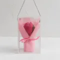 Handmade crochet wool flower bouquet in clear gift box Valentine's Day romantic gift for her - New Tulip / Rose Red