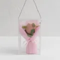 Handcrafted crochet knitted flower gift box pink bouquet artificial rose present for women - New Tulip / Sweet Pink