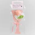 Handmade crochet wool flower bouquet in pink with pearl necklace and glass card gift packaging. - New Orange Pink Tulip