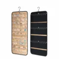 Doppelseitiger hängender Schmuckorganizer mit transparenten Taschen und Haken für Ketten. - Größe L (81x36cm) / Schwarz