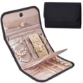 Tragbare reise schmuckorganizer tasche, faltbarer etui für ohrringe, ringe und ketten. - Schwarz