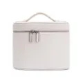 Narbige Leder Kosmetiktasche große Kapazität Reise tragbare Make-up Organizer Tasche - Weiß