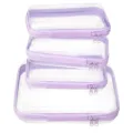 Transparante Reizen Cosmetische Tas Set Paarse Rits Make-up Organiser Waterdichte Toilettas - 4-Delige Set Paars