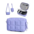 Waterproof quilted camera shoulder bag with padded storage, multi compartments for travel. - Purple