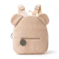 Cute plush bear ear mini backpack for kids casual daily use beige sherpa school bag. - Khaki