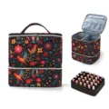 Doppelschichtige Nagellack-Aufbewahrungstasche tragbare Kosmetiktasche mit Blumenmuster. - Bunte Blume