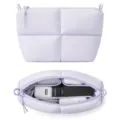 Lightweight purple quilted cosmetic bag, large capacity soft puffer travel makeup organizer pouch. - Light Purple