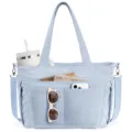 Hellblaue Kord Shopper Tasche lässige Schultertasche große Kapazität reise handtasche - Blau