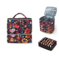Borsa cosmetica per smalto floreale a doppio strato, organizer per trucco portatile capiente. - Fiore Colorato