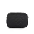 Schwarze gesteppte Münztasche Mini Quadrat Reißverschluss Tasche Kopfhörer Beutel. - Schwarz